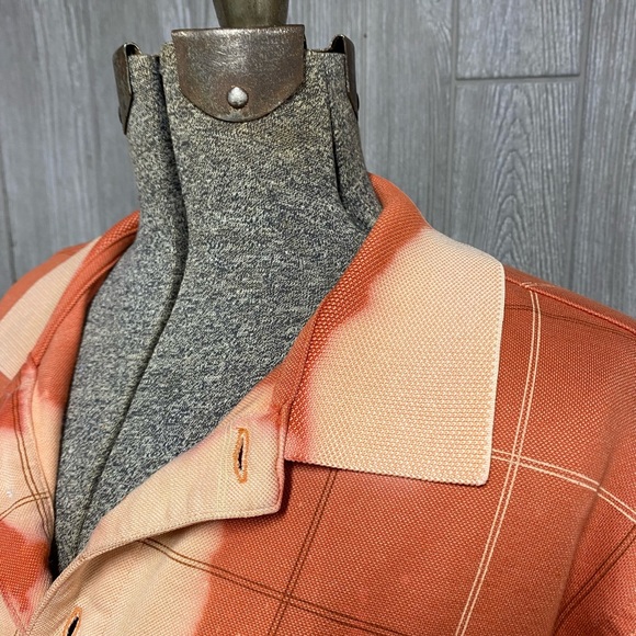 Rust Bleached Mens Style Button Up Crop Top Womens M/L - Picture 6 of 6